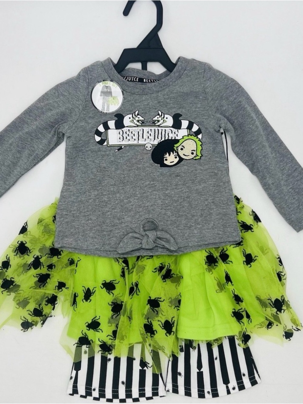 NWT Warner Brothers Beetlejuice 3 Piece Outfit Set Halloween Girls; Sz: 3T